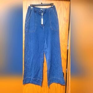 Max Studio wide-Leg Blue Denim Pants L